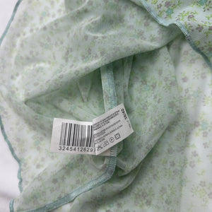 Green mesh floral print babydoll mini dress (S/M)
