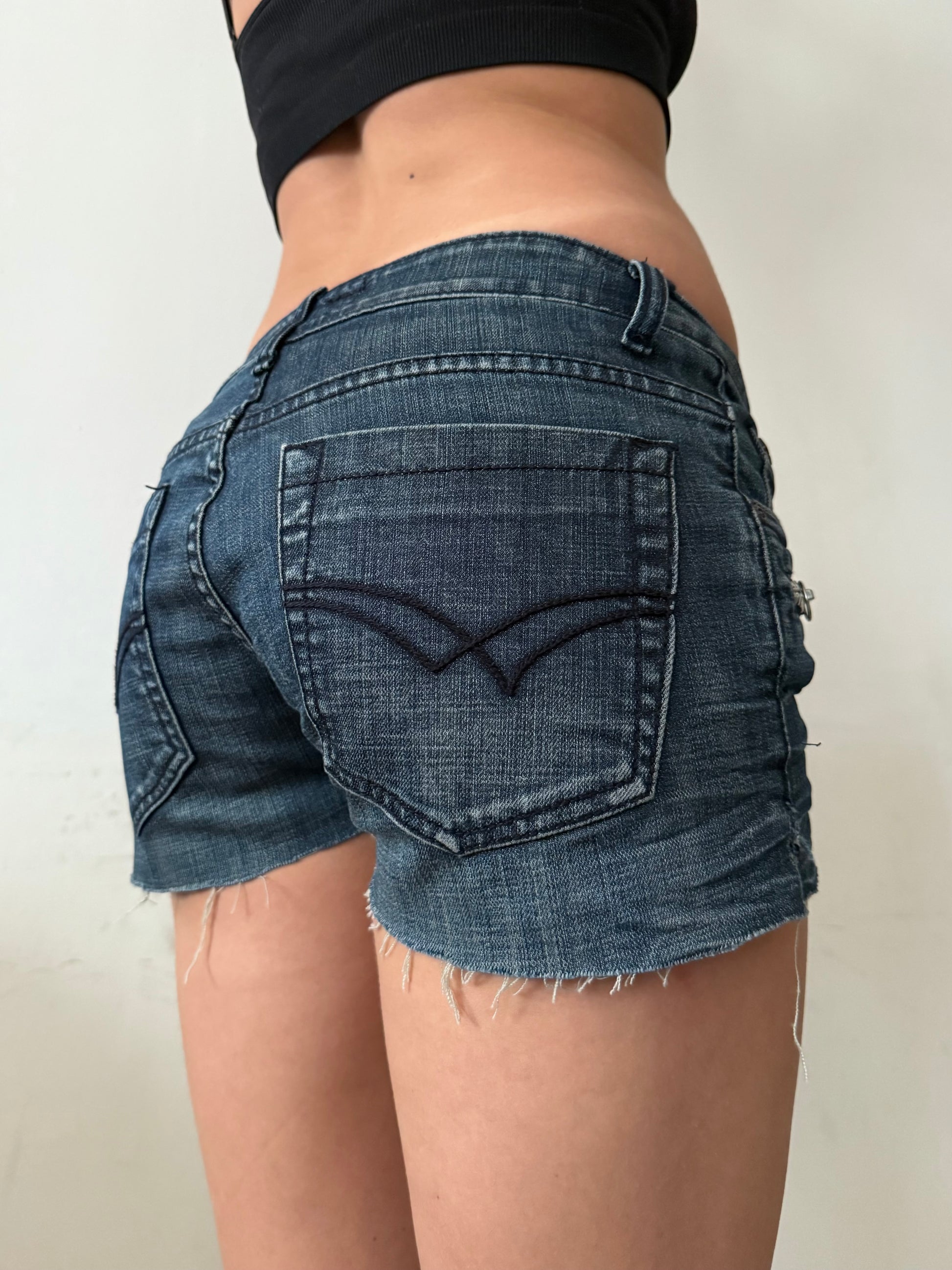 Denim navy  low rise mini short (S)