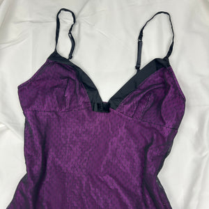 Purple & black mesh lined  babydoll mini dress (M/L)