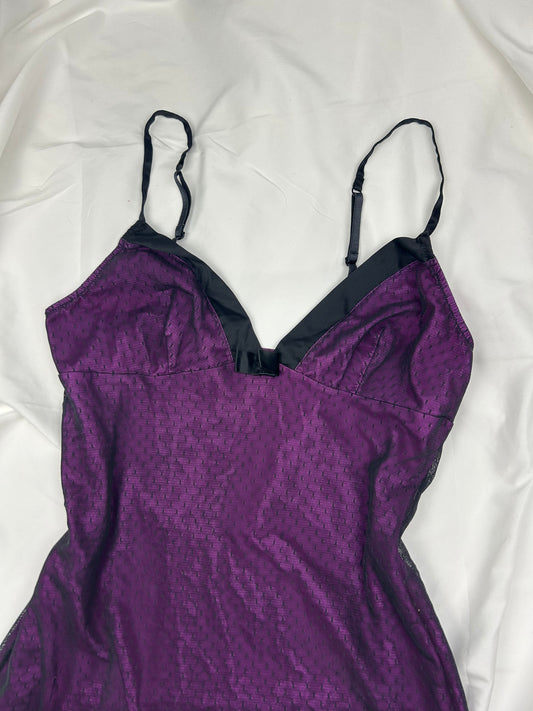 Purple & black mesh lined  babydoll mini dress (XL)