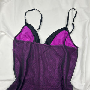 Purple & black mesh lined  babydoll mini dress (M/L)