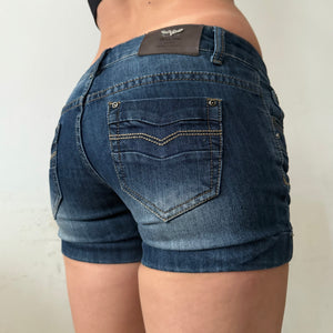 Navy denim low rise mini short (XS/S)