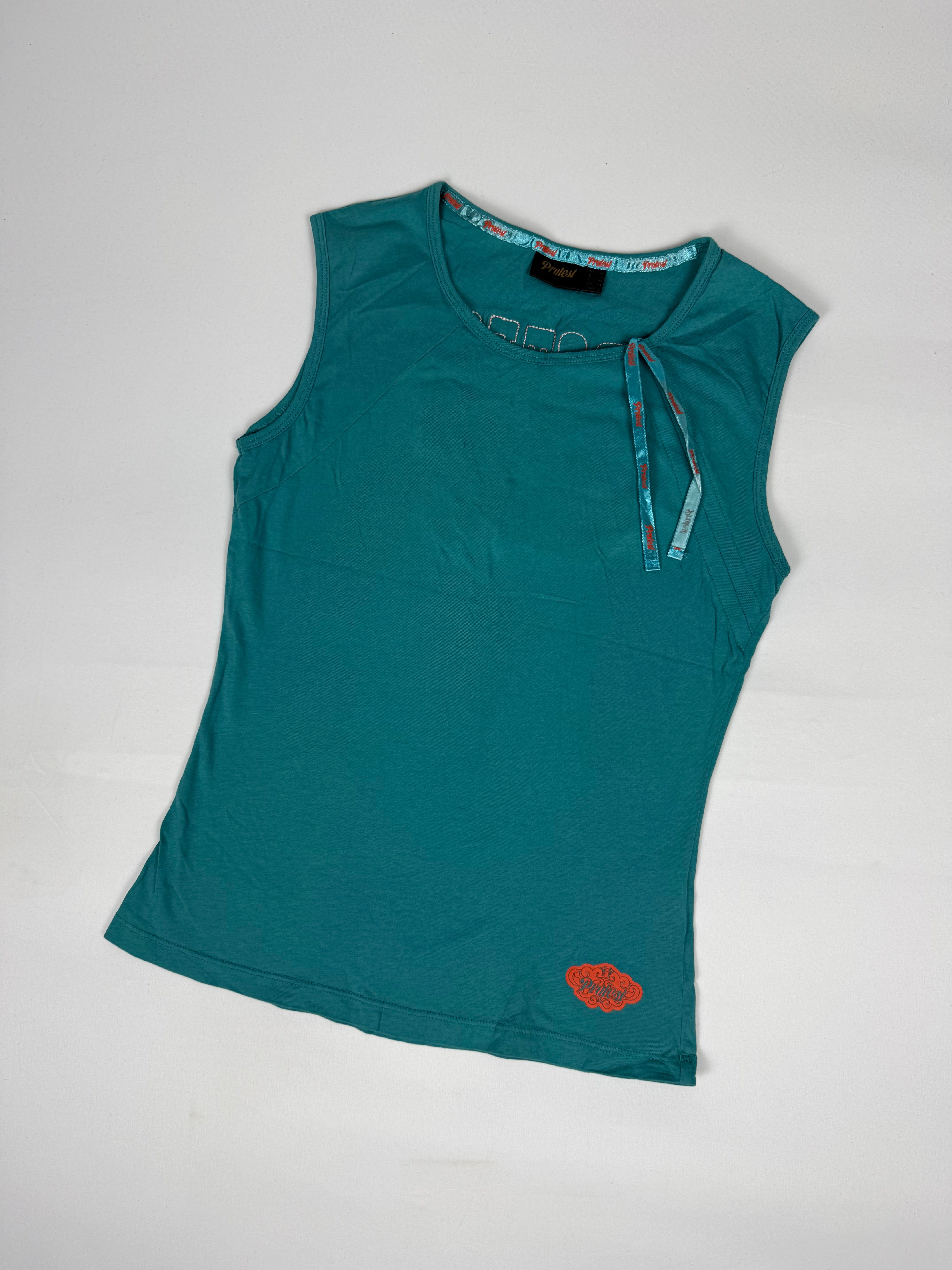 Blue graphic cotton tank top (M)