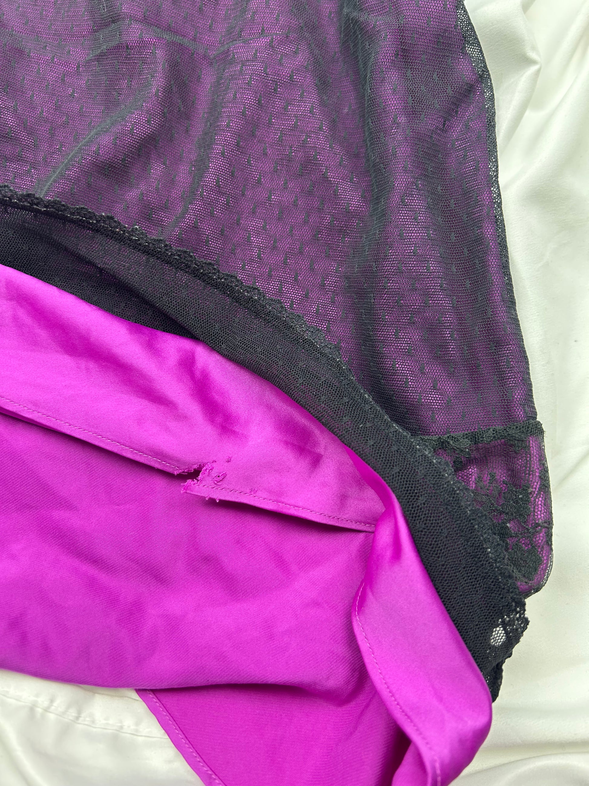 Purple & black mesh lined  babydoll mini dress (XL)