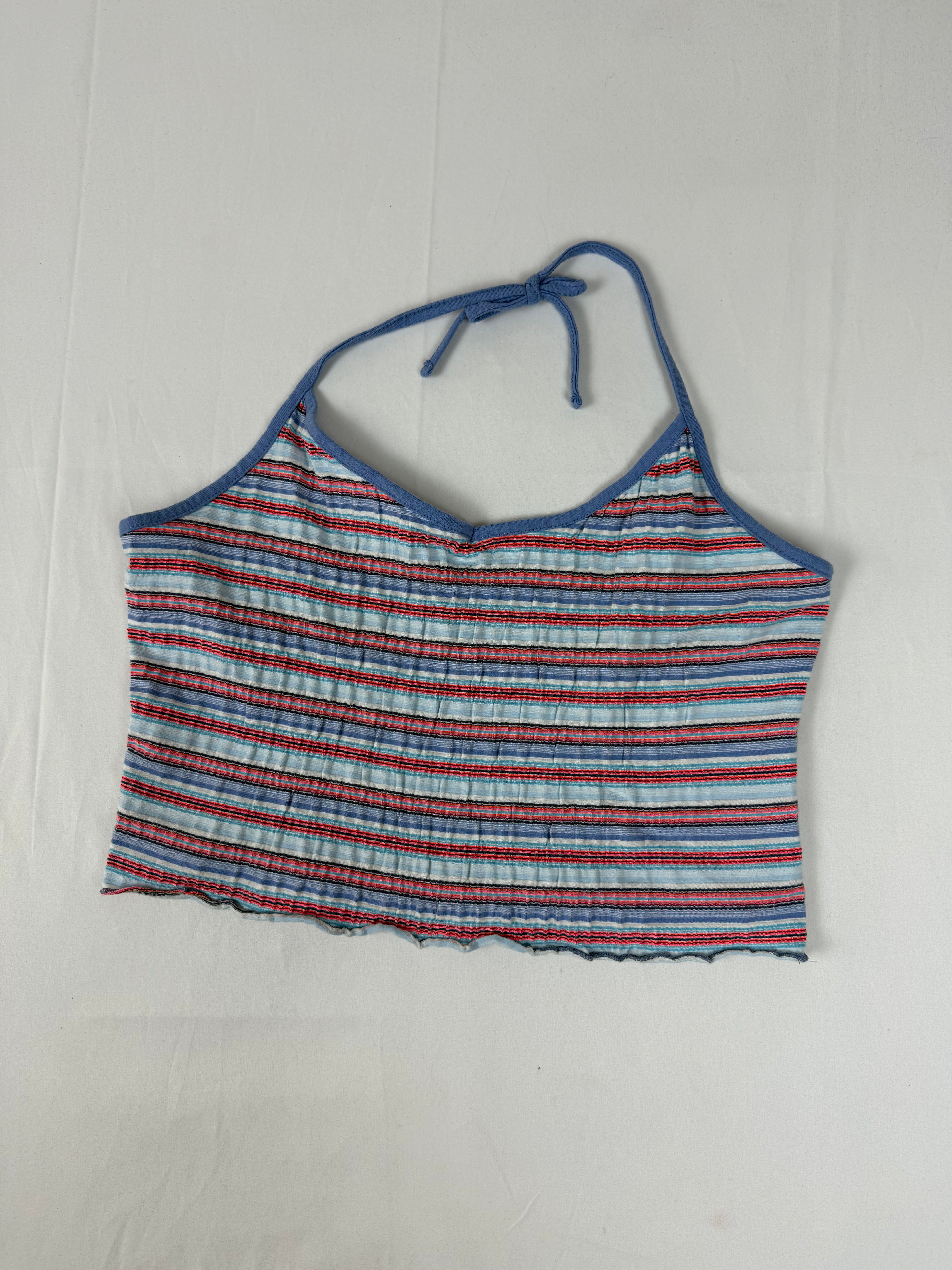 Blue striped halter top (L)