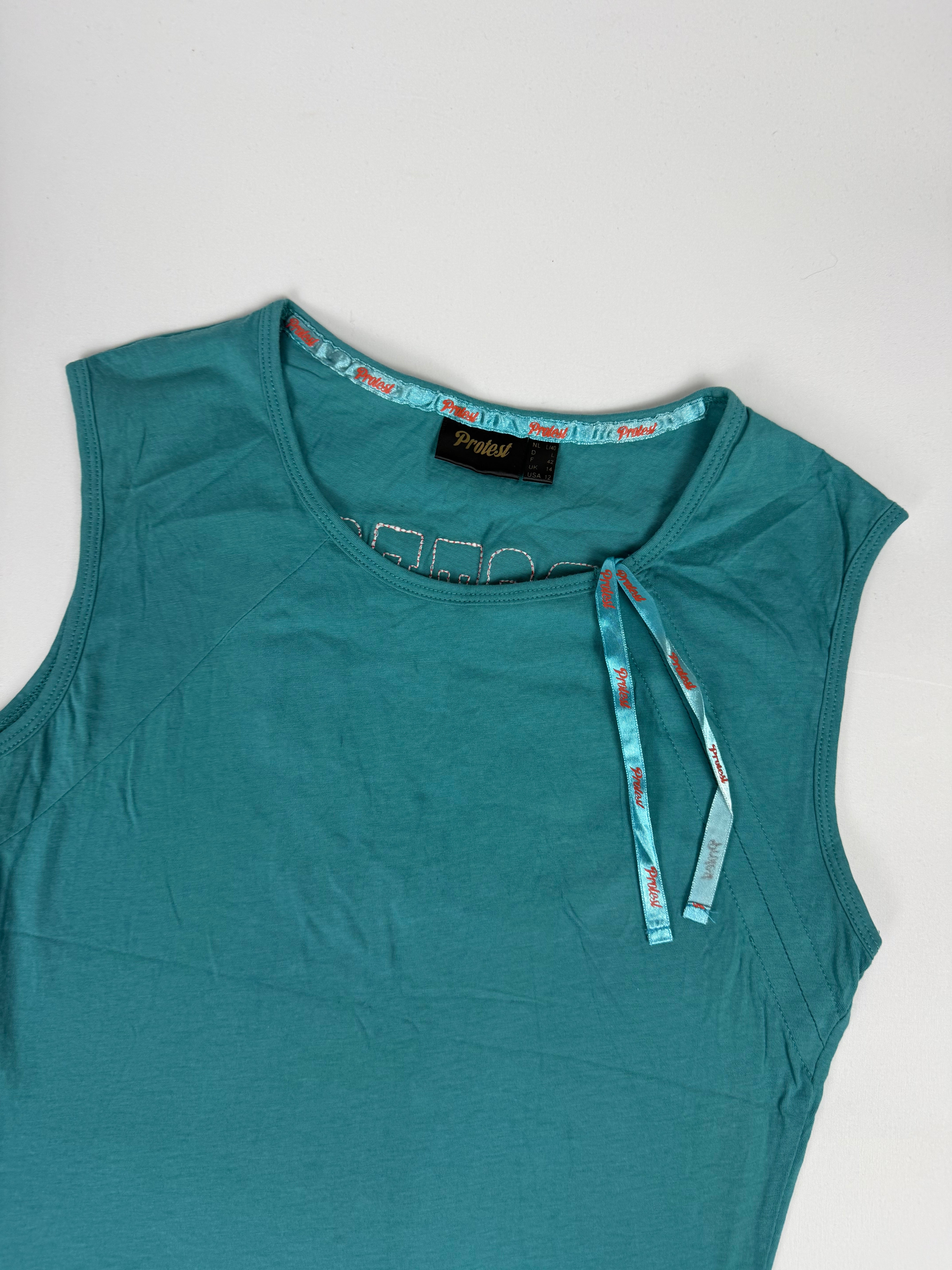 Blue graphic cotton tank top (M)