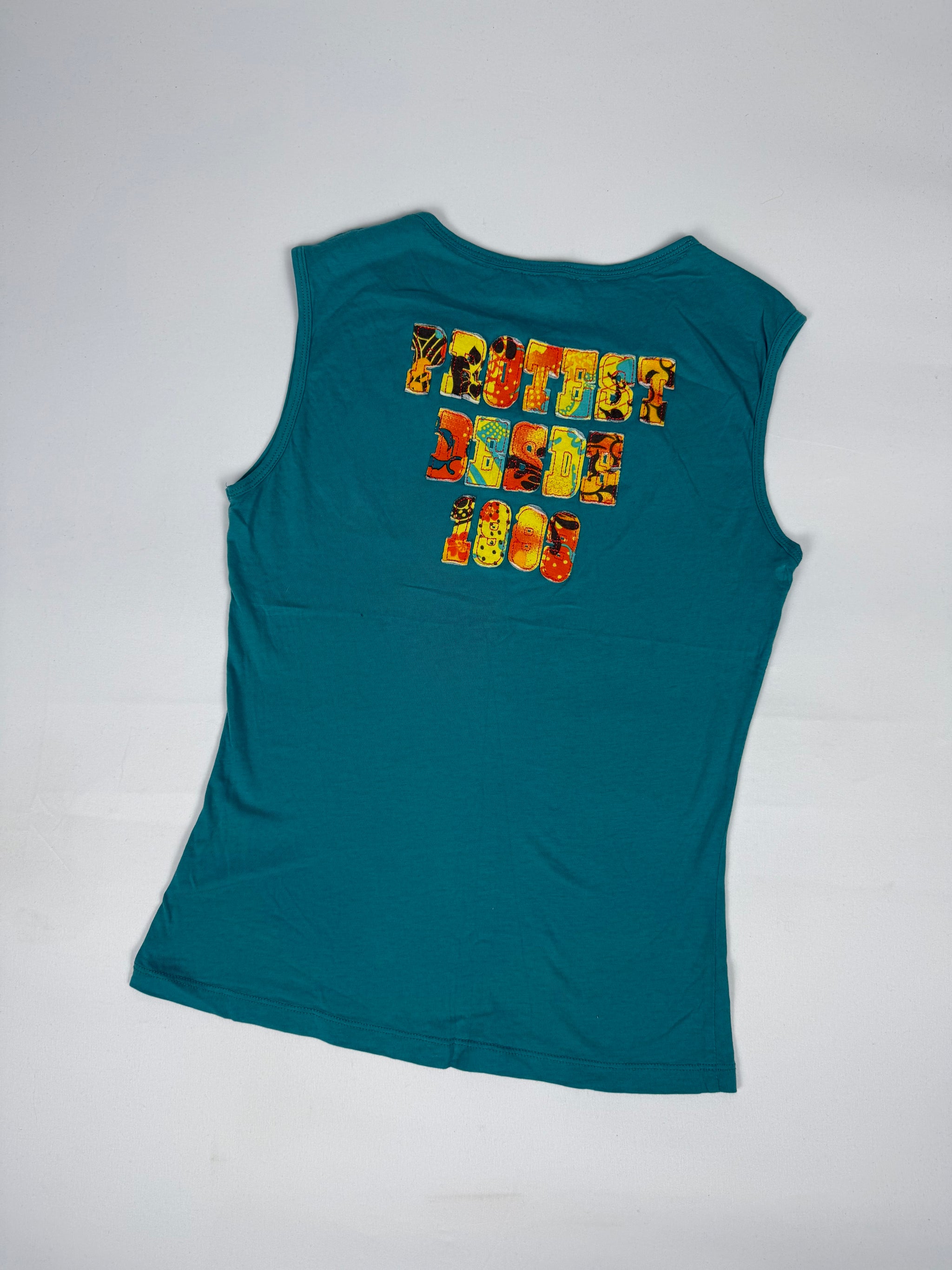 Blue graphic cotton tank top (M)
