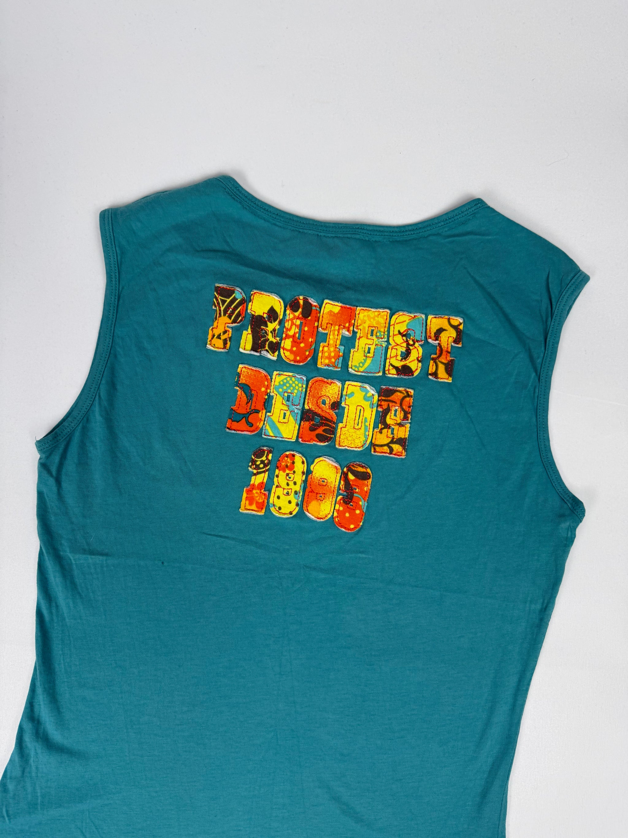 Blue graphic cotton tank top (M)