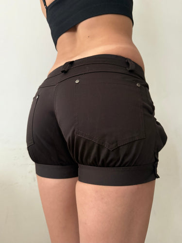 Brown low rise office mini short (S)