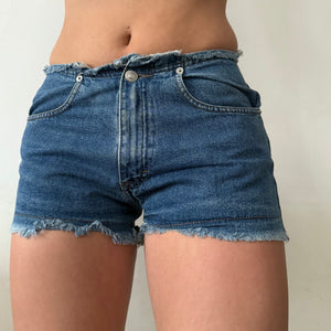 Blue denim mid rise mini short (S)