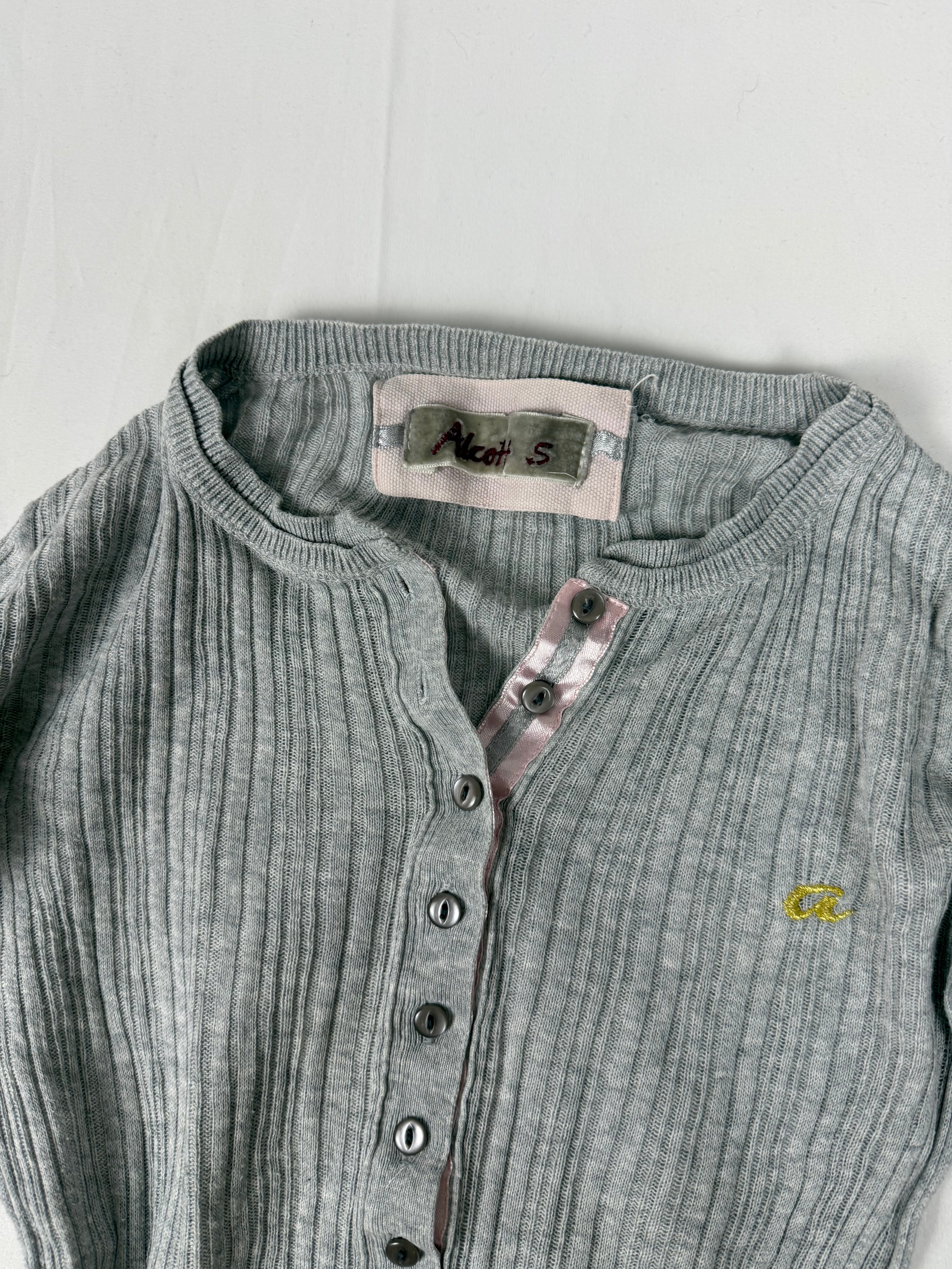 Grey cotton tight fit long sleeves top (S)