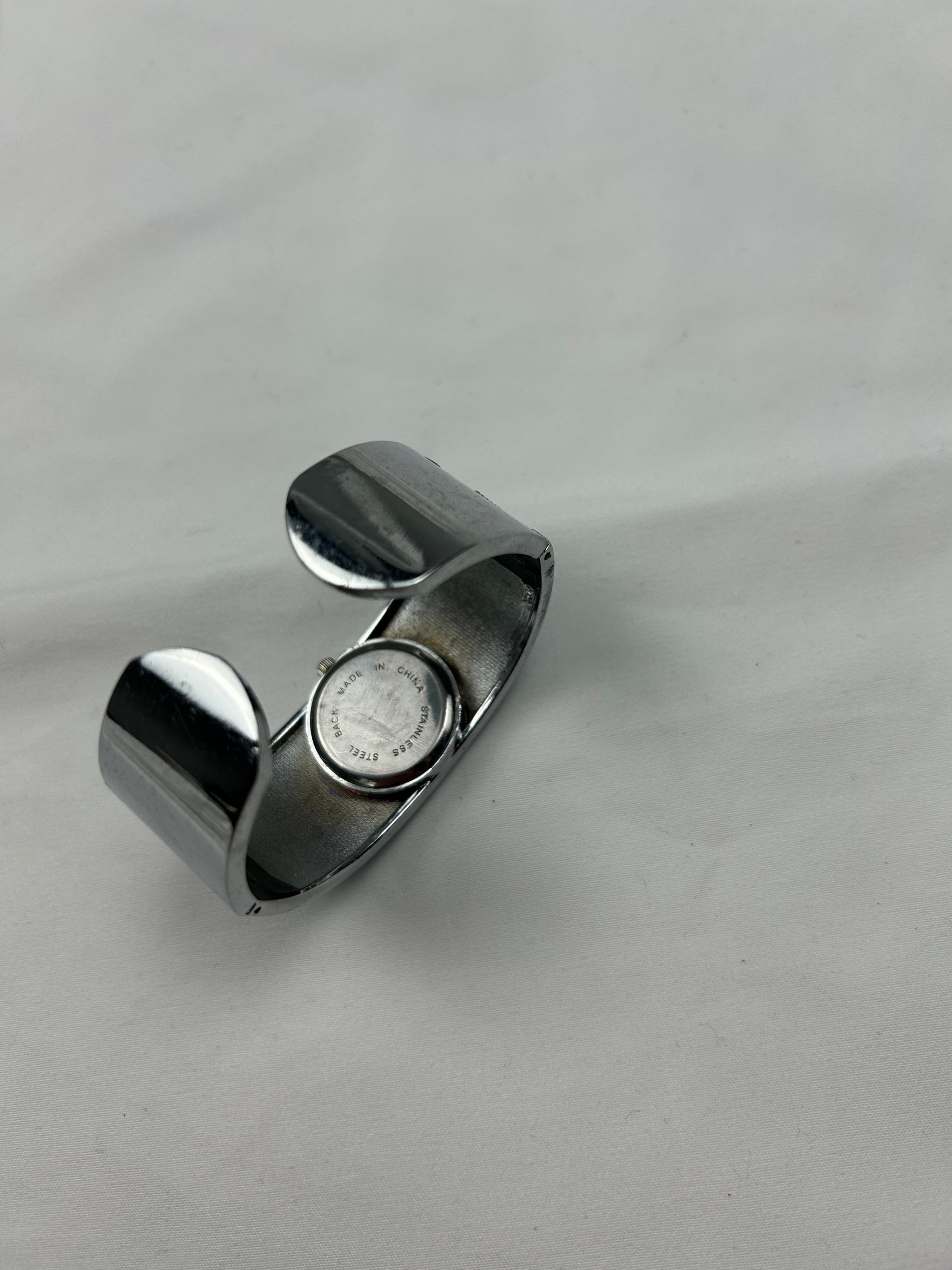 Vintage silver & blue inox bangle bracelet watch jewelry