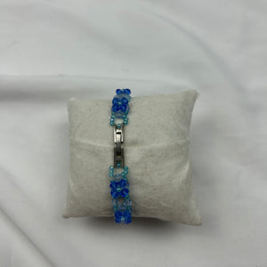 Vintage blue pearls inox bracelet watch jewelry