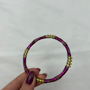 Stainless steel pink & gold bangle bracelet