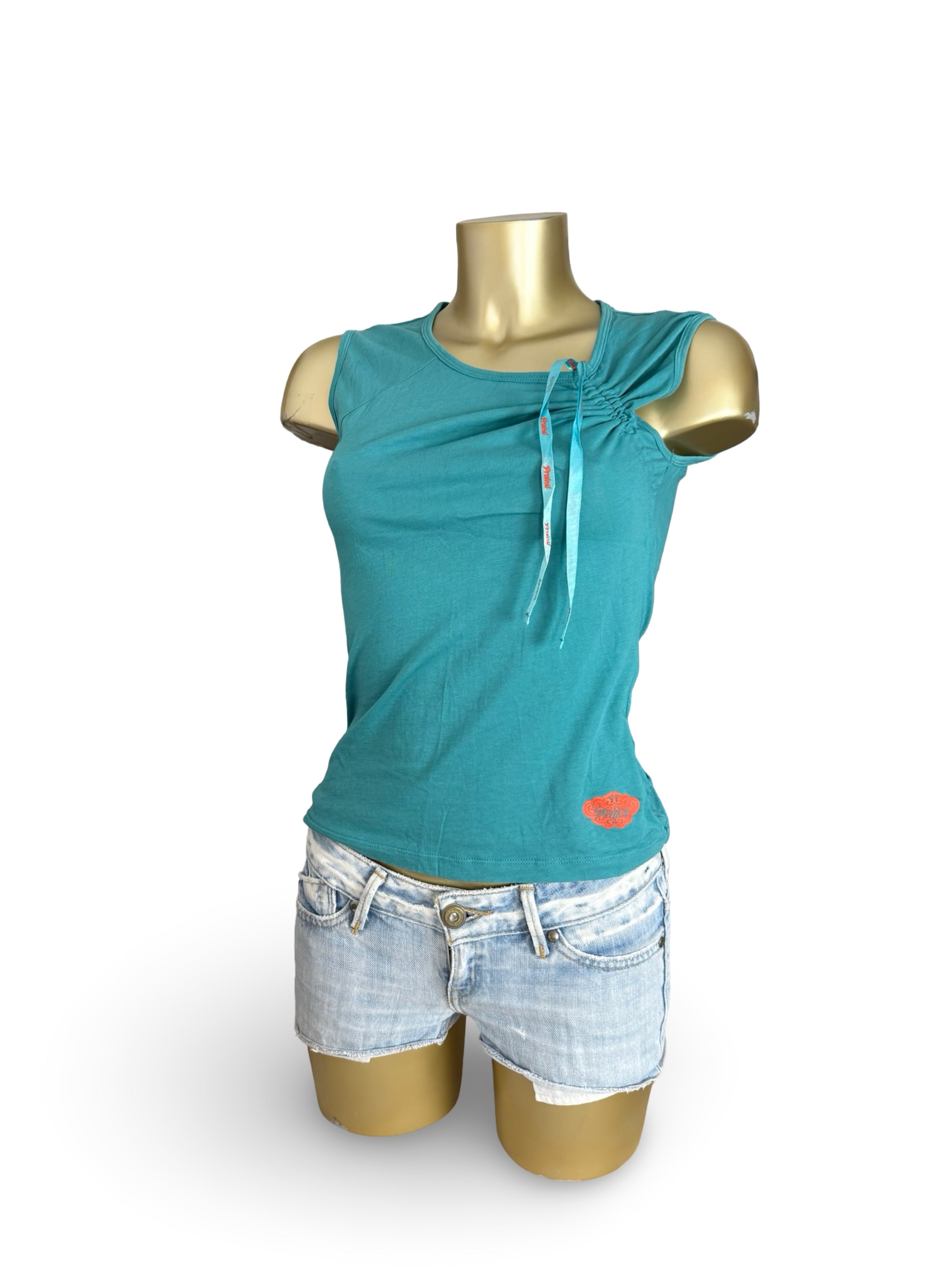 Blue graphic cotton tank top (M)
