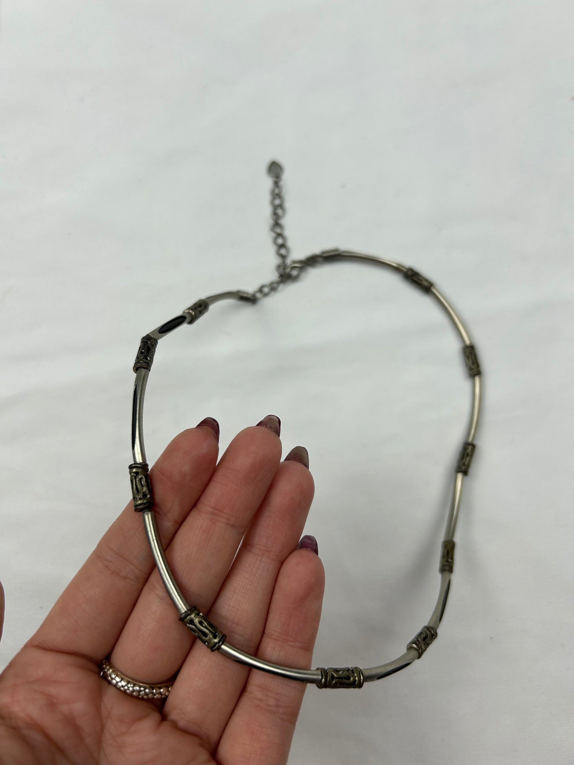 Stainless steel silver pearls necklace