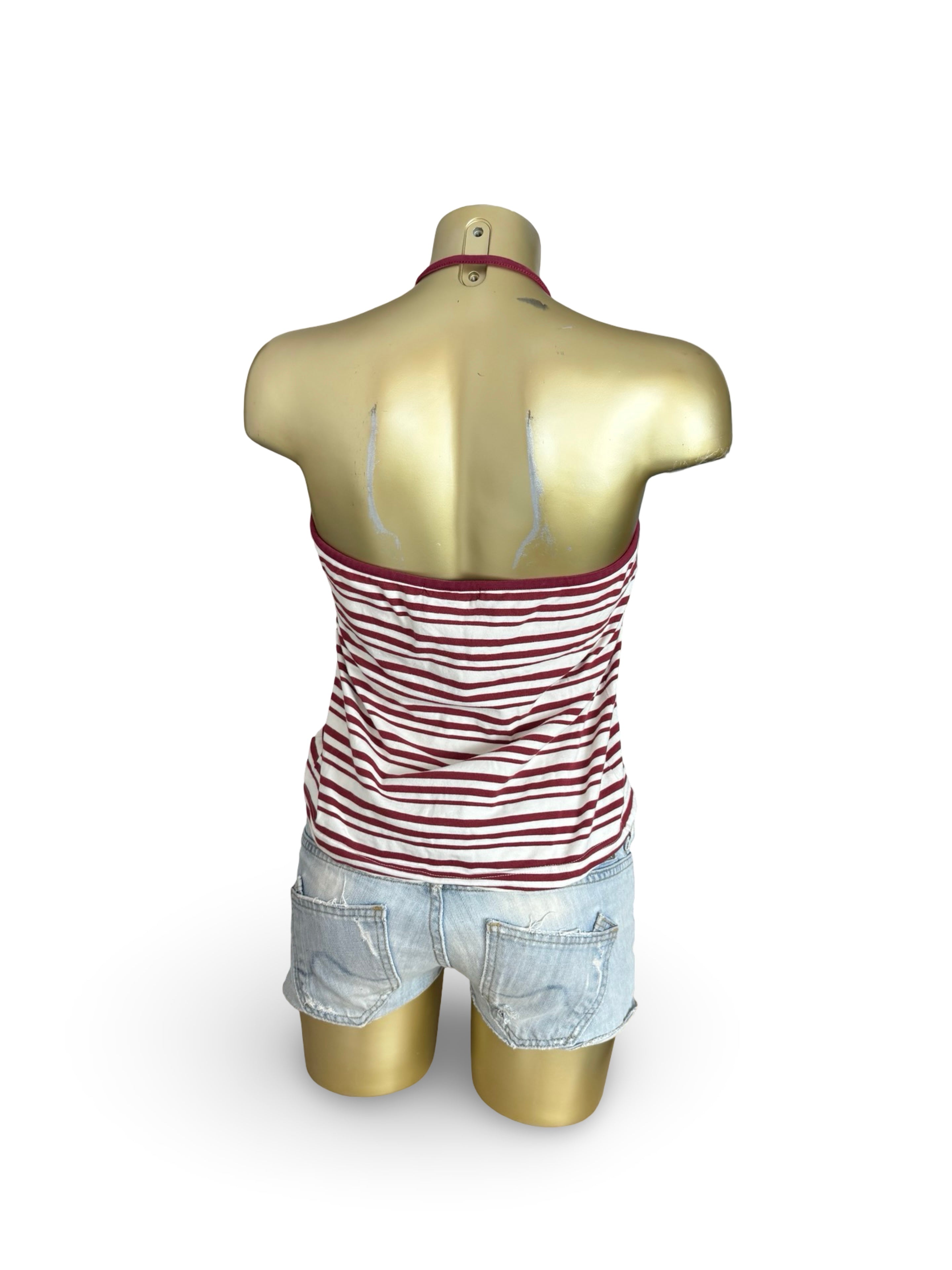 Burgundy striped halter top (XXL)