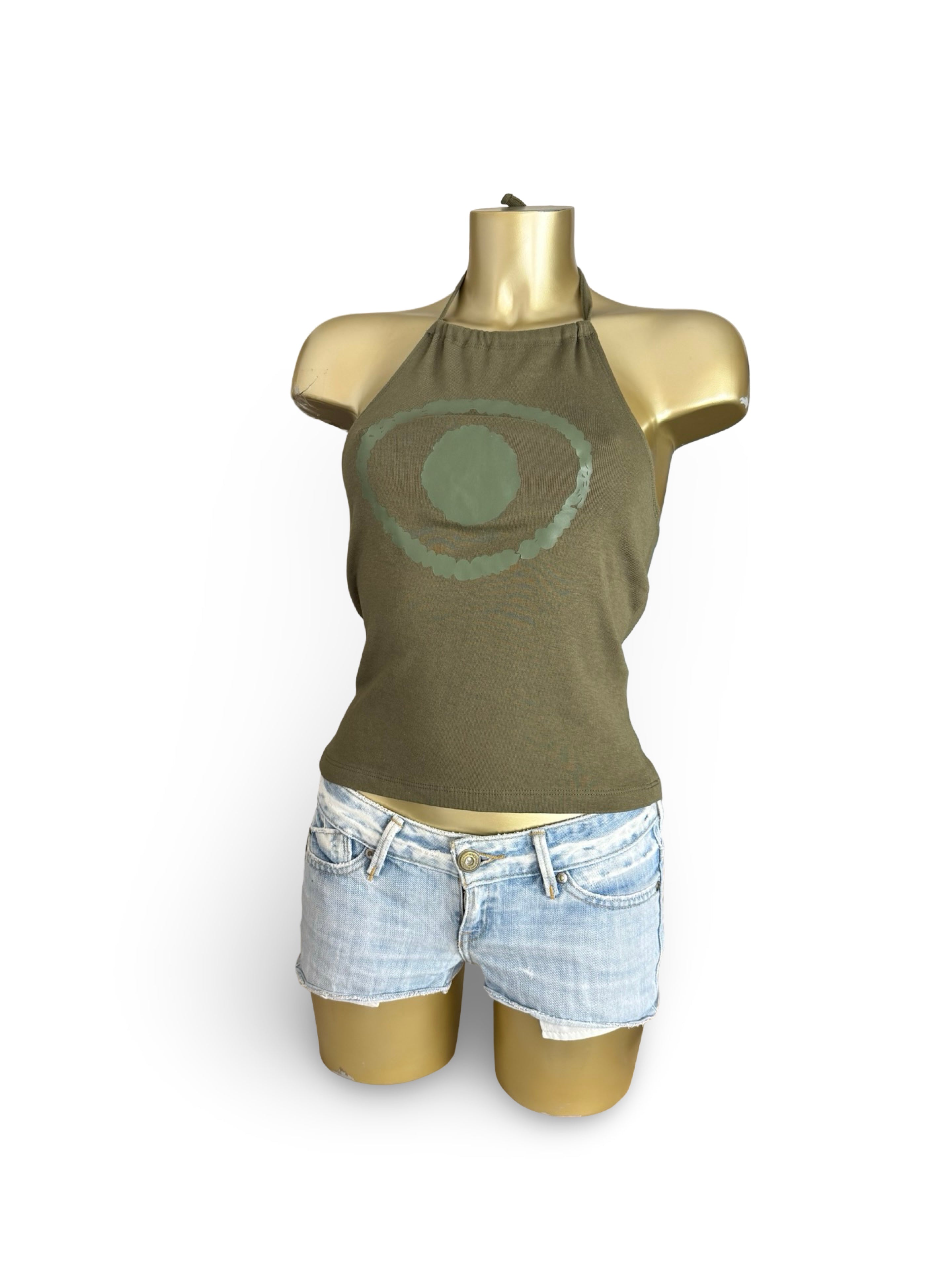 Khaki cotton halter top (S)
