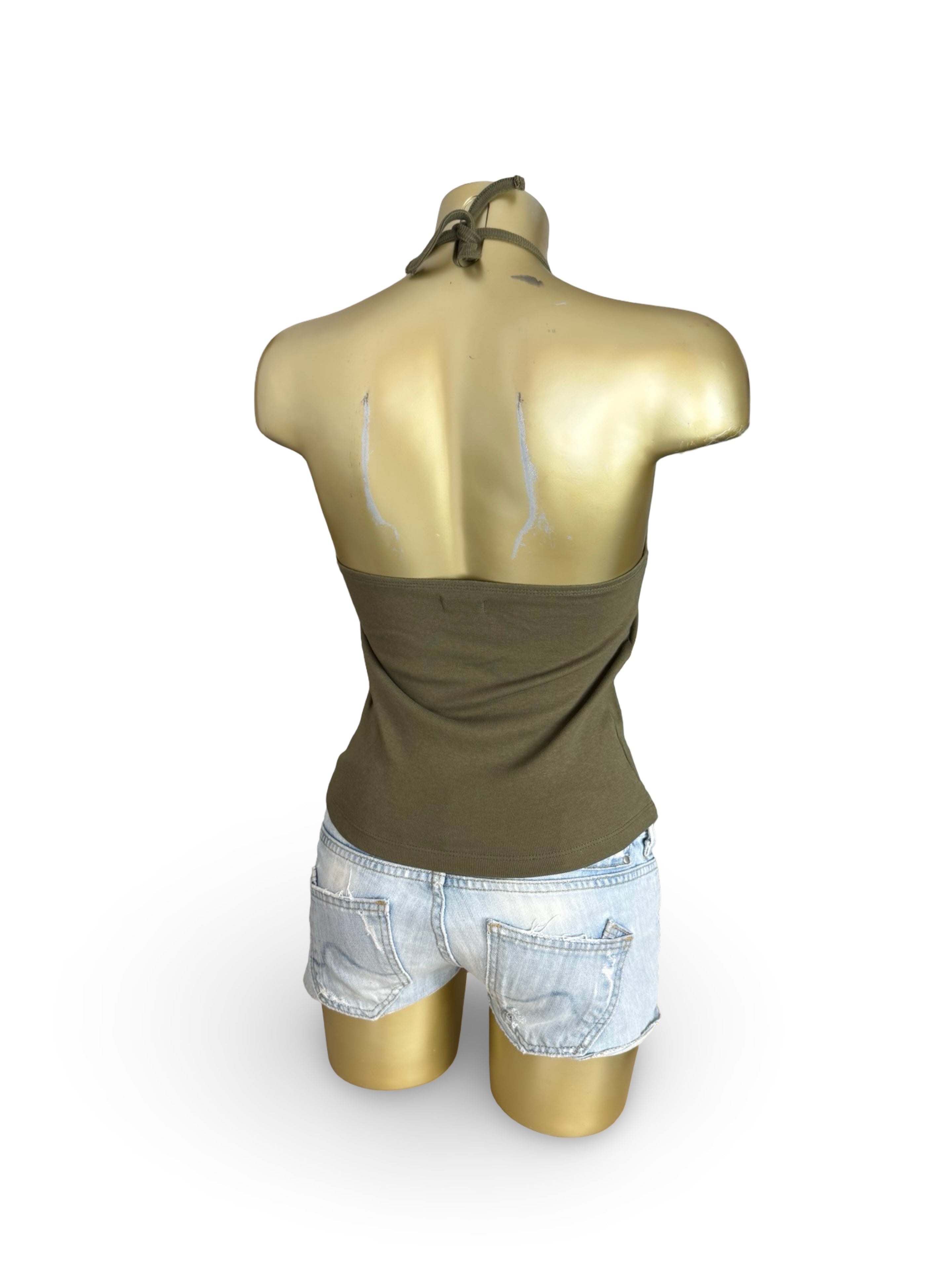 Khaki cotton halter top (S)
