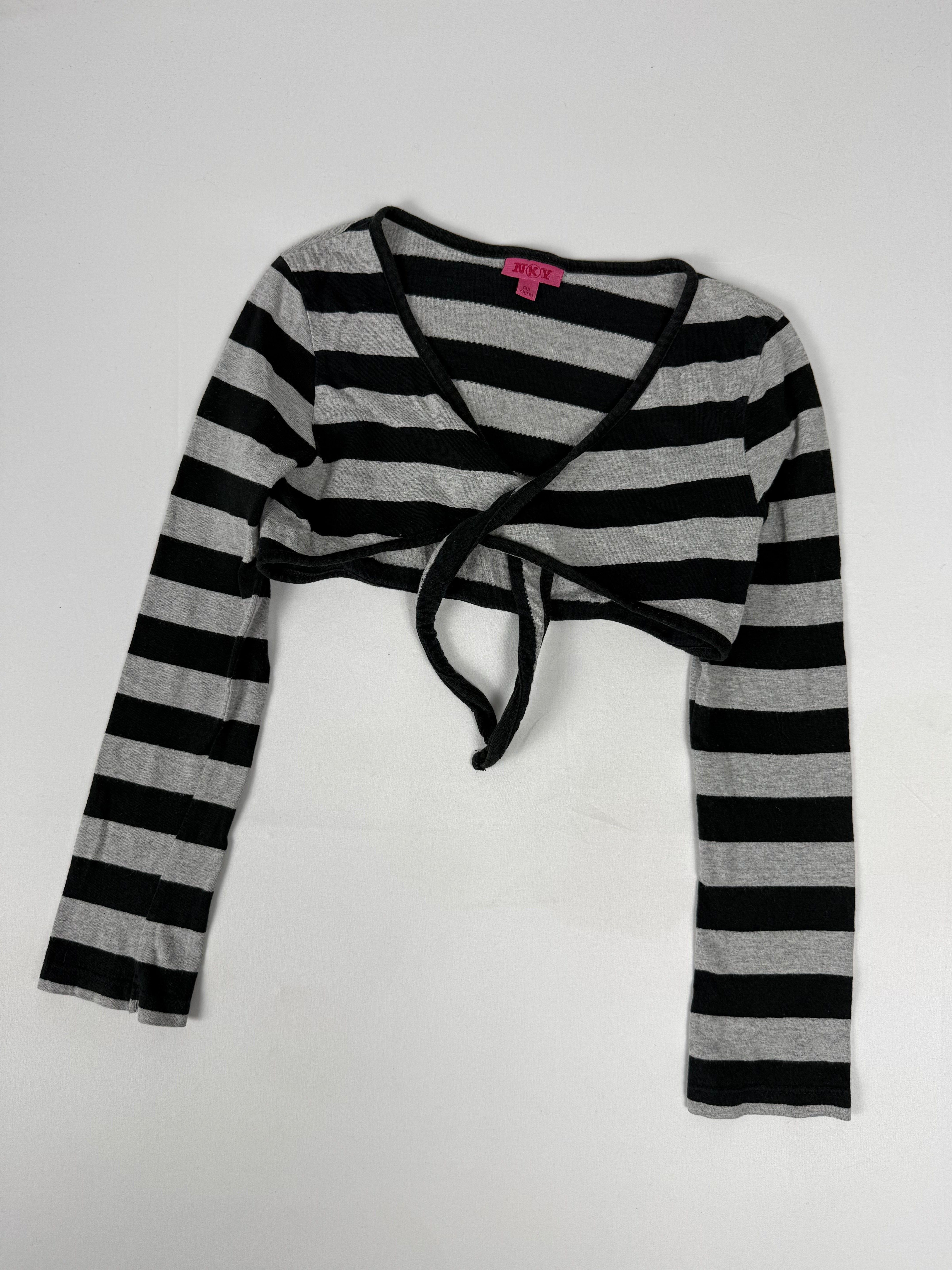 Haut à manches longues à rayures noires avec capuche (XS)