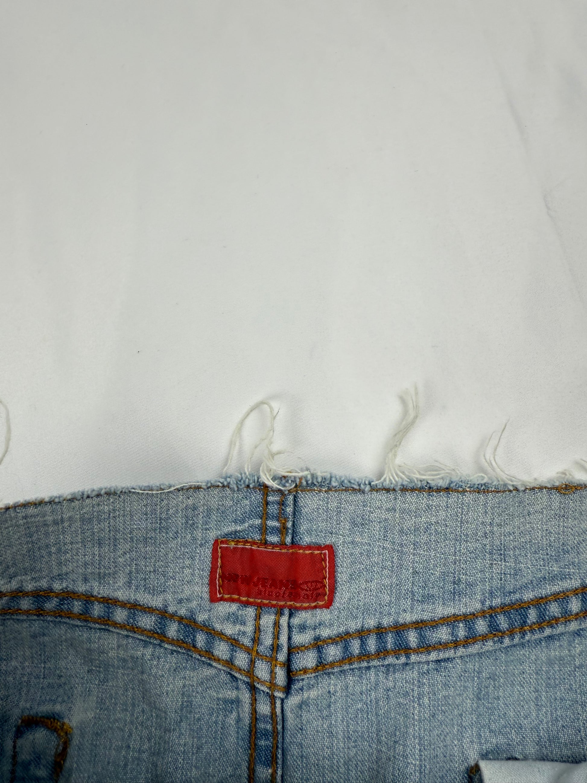 Blue denim low rise mini skirt (S)