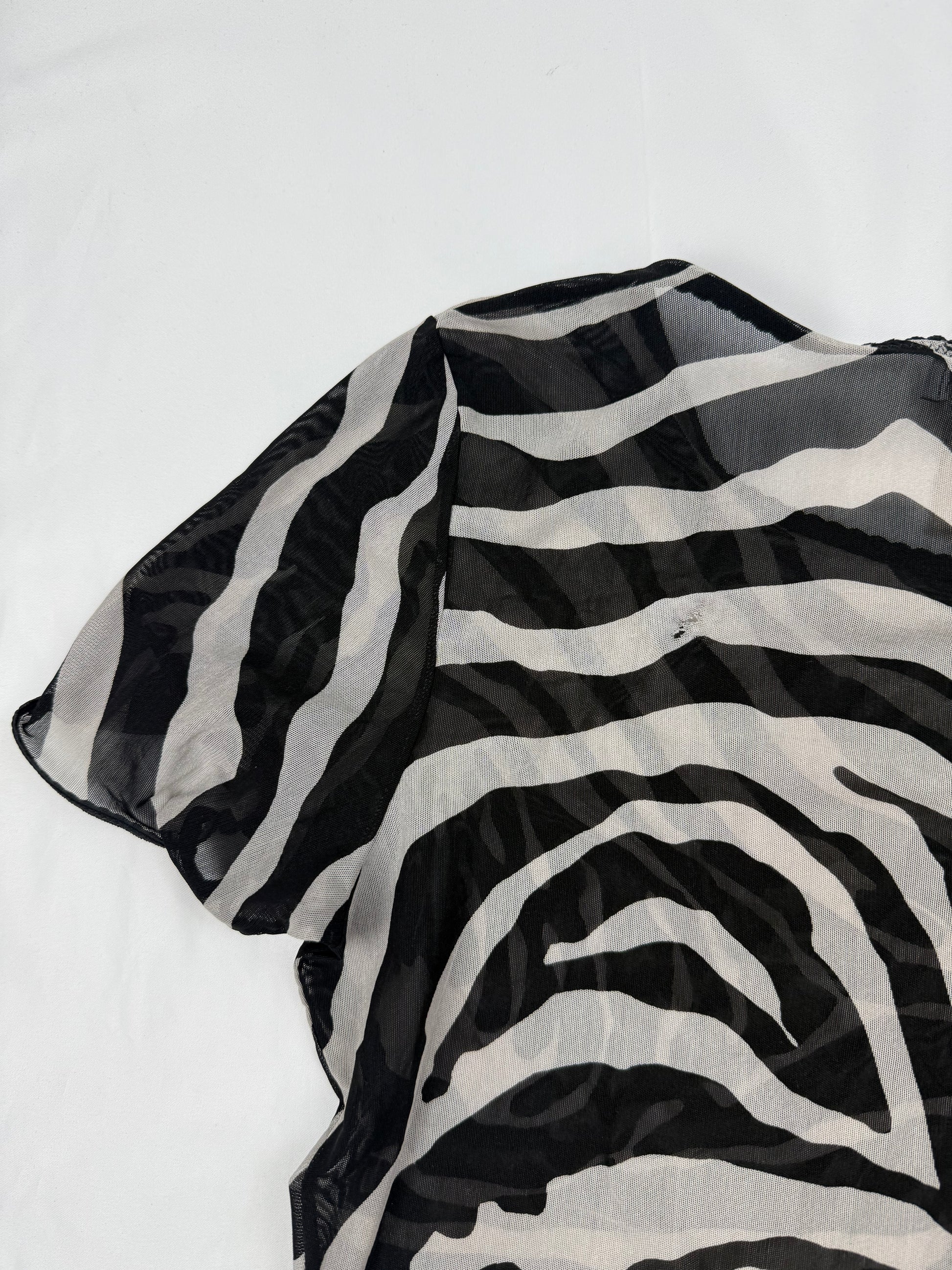 Zebra print mesh see trough tee (S/M)