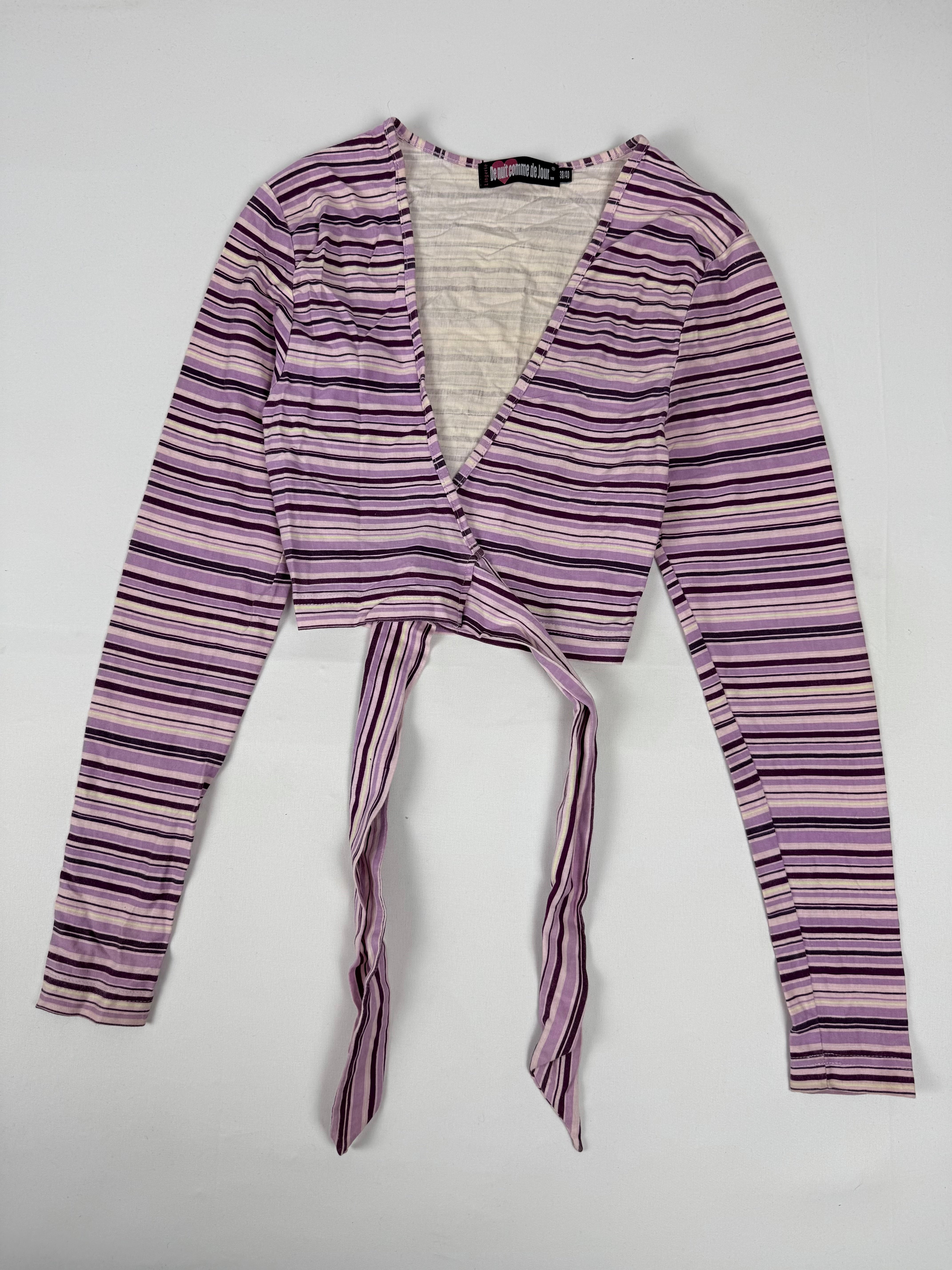 Lilac striped tie up bolero (M)