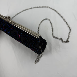 Black rhinestones pearls chain night out crossbody bag (26x8cm)