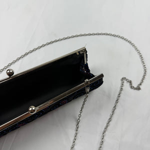 Black rhinestones pearls chain night out crossbody bag (26x8cm)