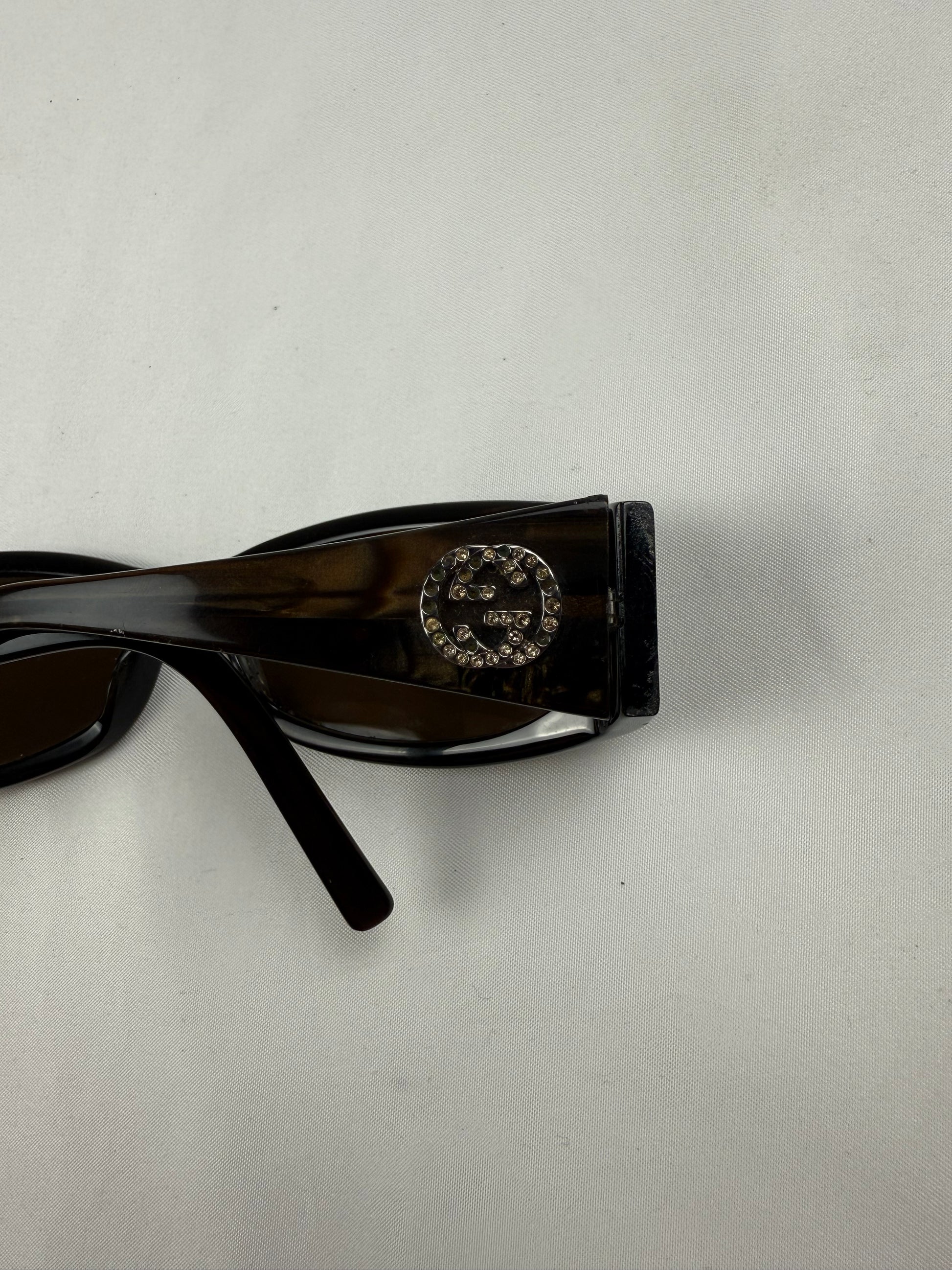 Brown rhinestone logo 2000s sunglasses (with prescription)