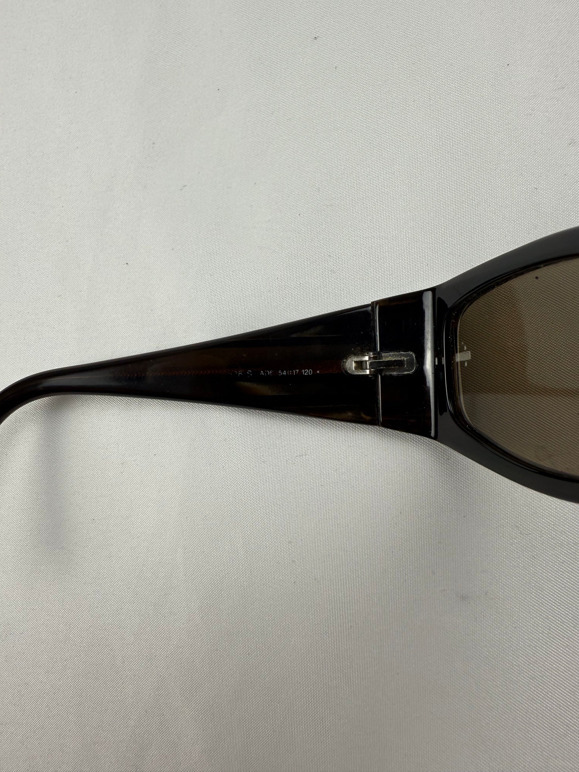 Brown rhinestone logo 2000s sunglasses (with prescription)