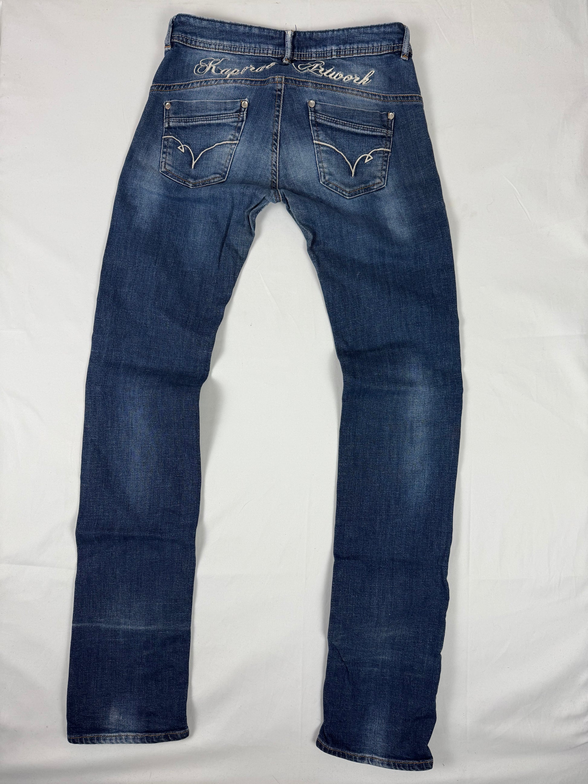 Navy blue denim low rise skinny pants (S)