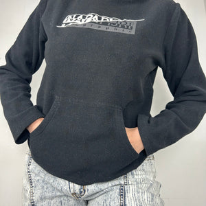 Black fleece logo hoodie (S)
