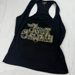 Black cotton embroidered logo tank top (S/M)