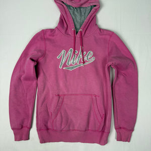 Pink logo cotton hoodie (S)