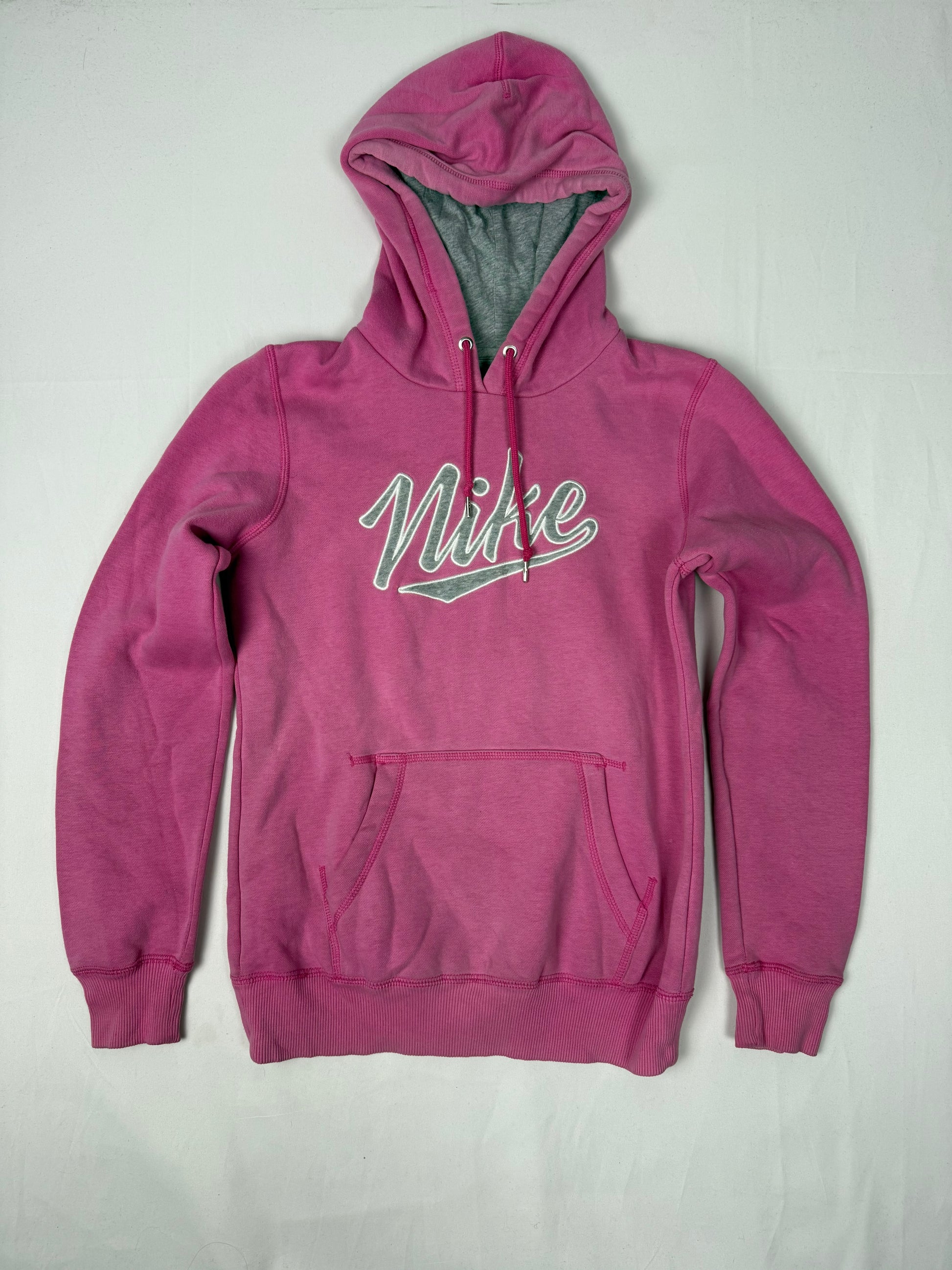 Pink logo cotton hoodie (S)