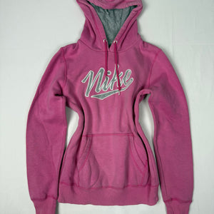 Pink logo cotton hoodie (S)