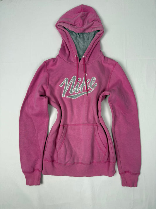 Pink logo cotton hoodie (S)
