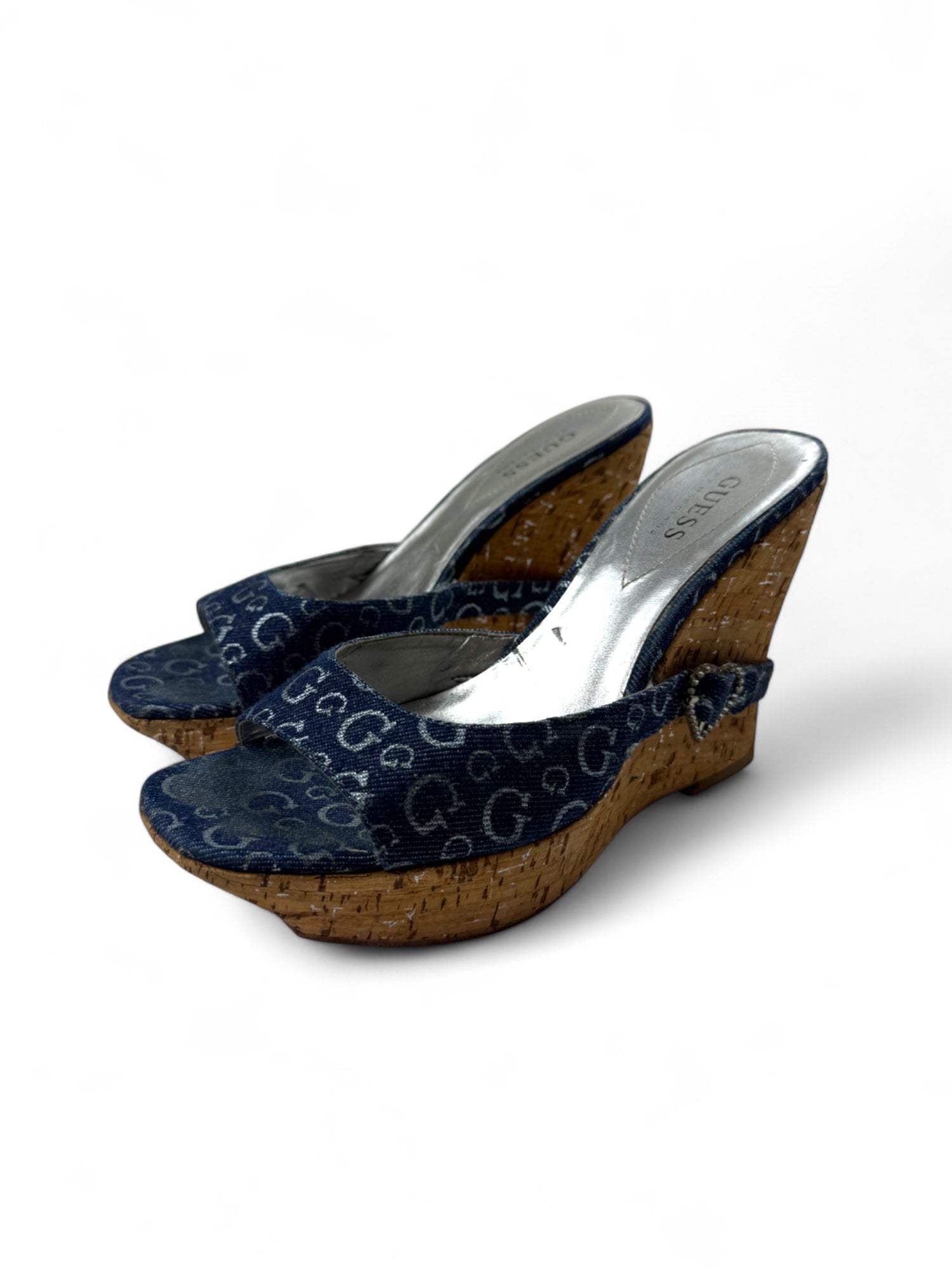 Blue charms monogram wedge heels (38)