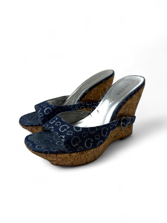 Blue charms monogram wedge heels (38)