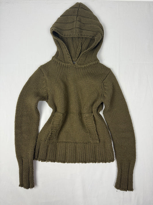 Khaki hooded jumper (S/M)