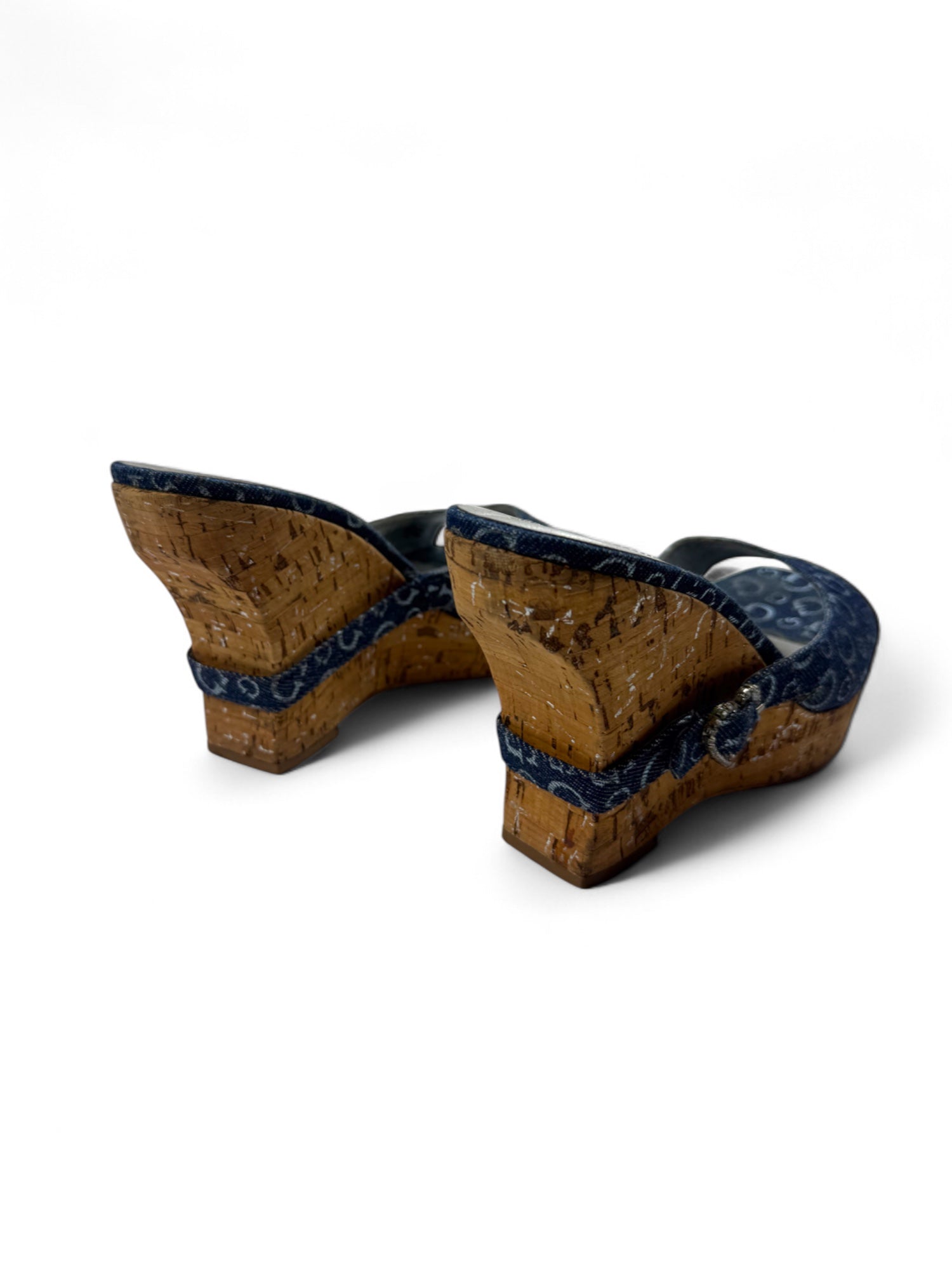 Blue charms monogram wedge heels (38)