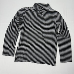 Grey striped cotton turtleneck long sleeves top (S)