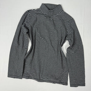 Grey striped cotton turtleneck long sleeves top (S)