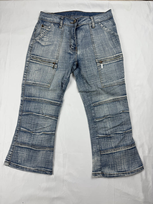 Blue denim low waist capri pants (XS/S)