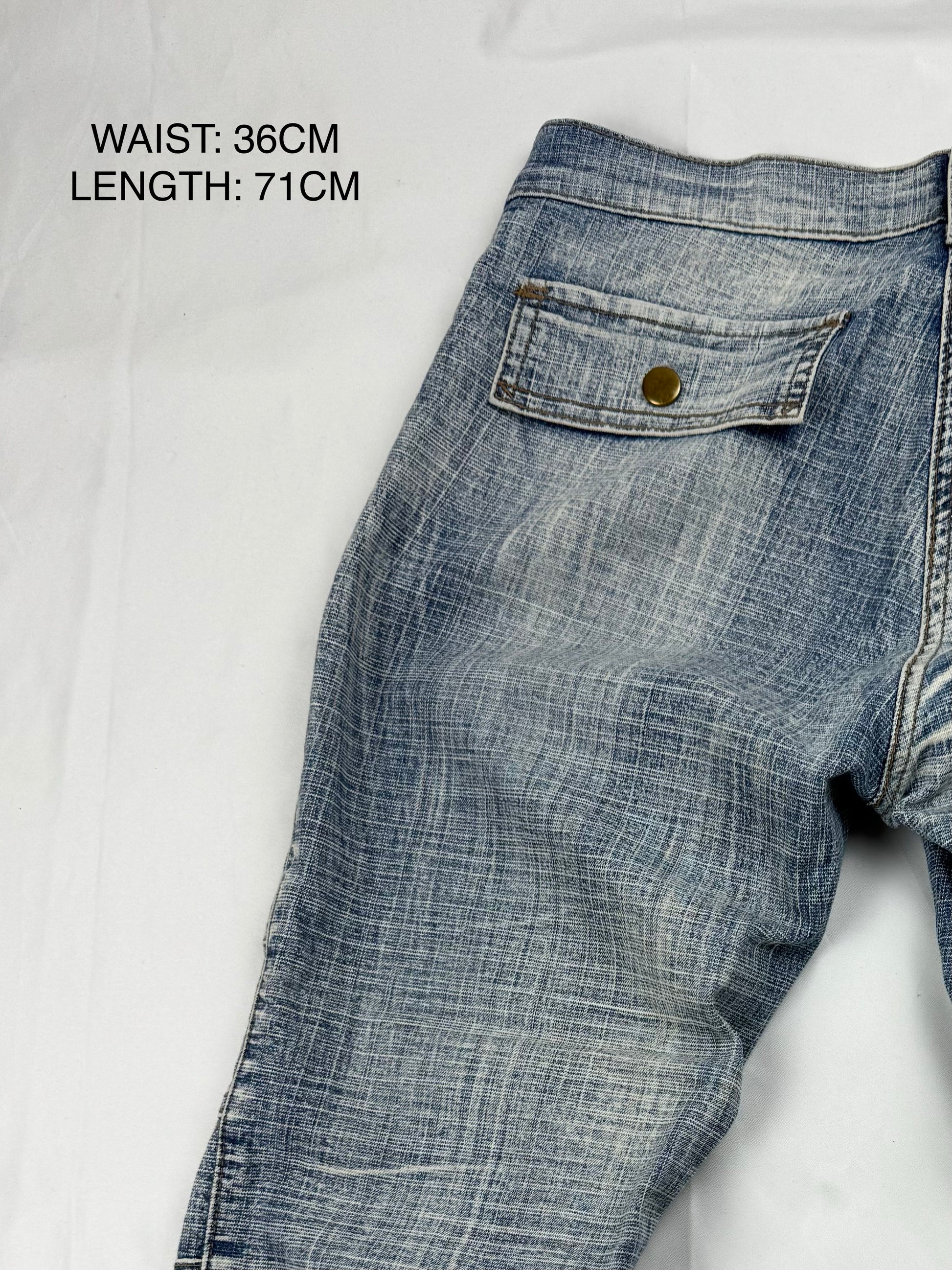 Blue denim low waist capri pants (XS/S)