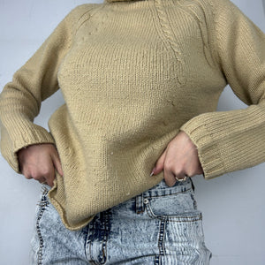 Beige turtleneck knitted  jumper (S/M)