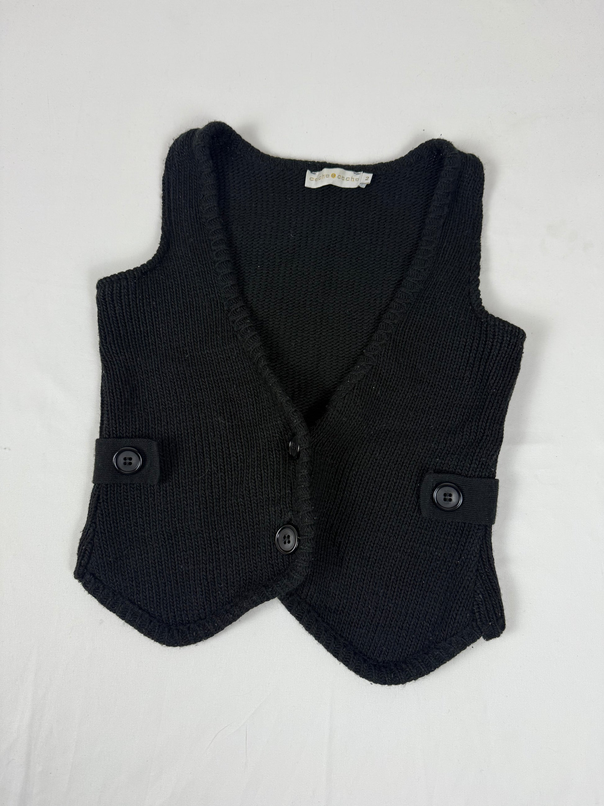 Black knitted waistcoat sleeveless blazer (M)