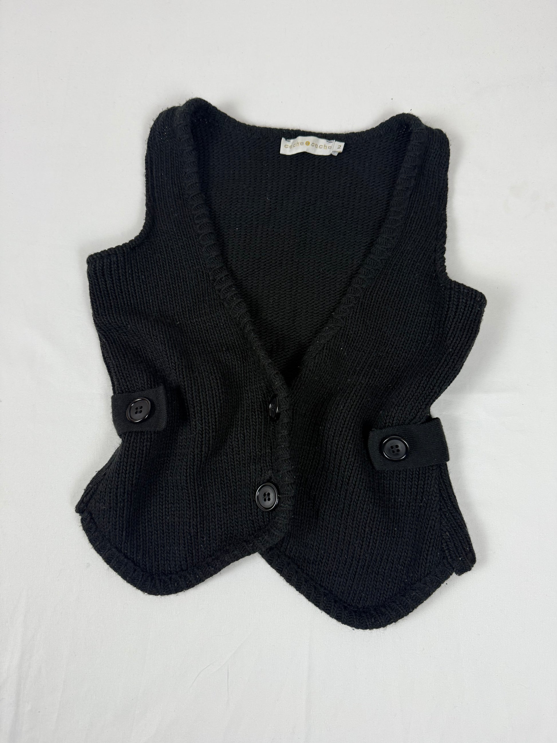 Black knitted waistcoat sleeveless blazer (M)