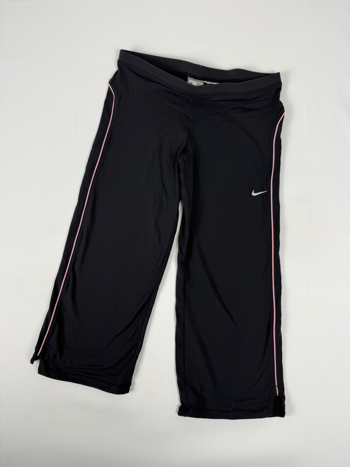 Pantalon droit taille basse en jean noir (XS)